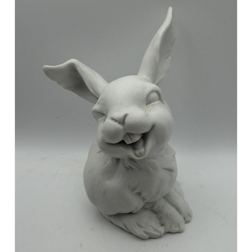 Vintage Kaiser West Germany White Bisque Laughing Bunny Rabbit Figurine #554